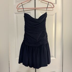 Windsor Navy Blue Ruched Strapless Mini Dress